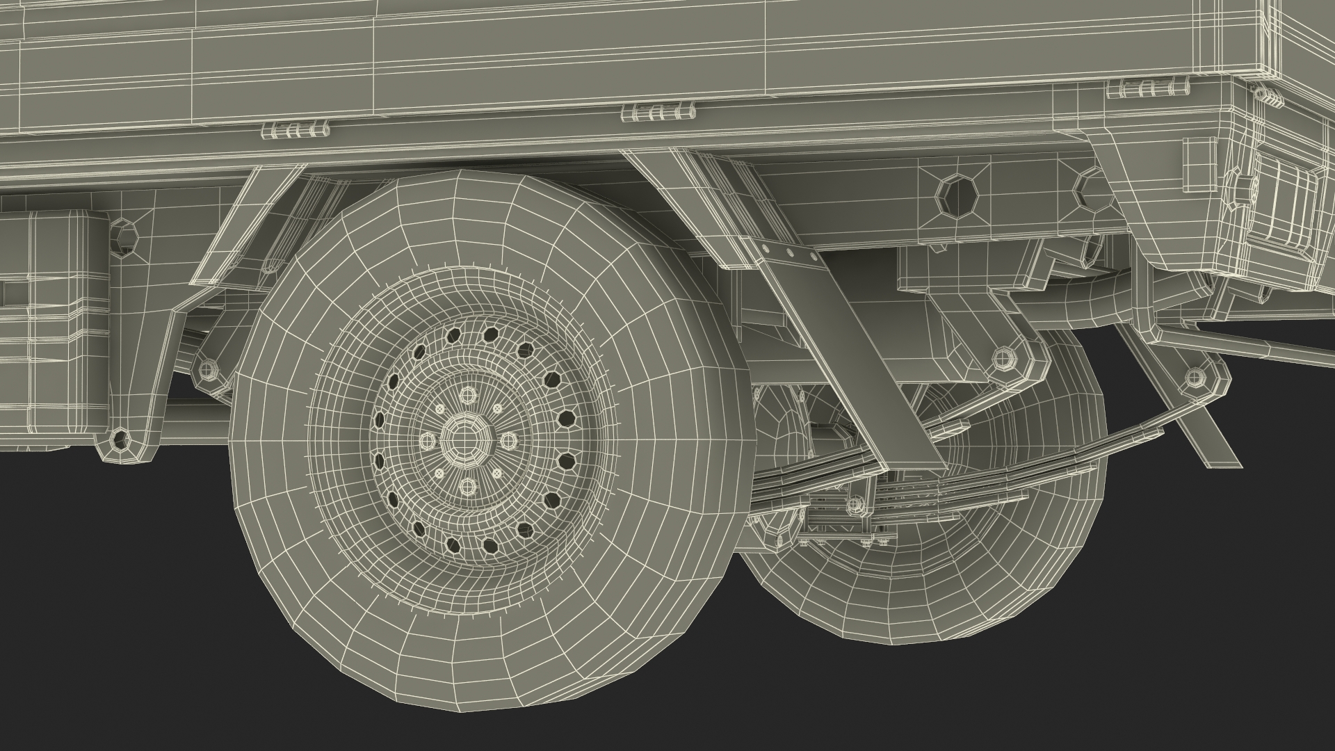 3D Flatbed Truck in Camouflage Coloring Loaded model