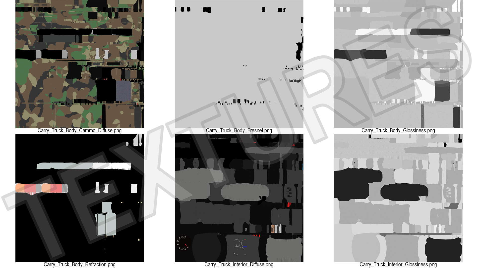3D Flatbed Truck in Camouflage Coloring Loaded model