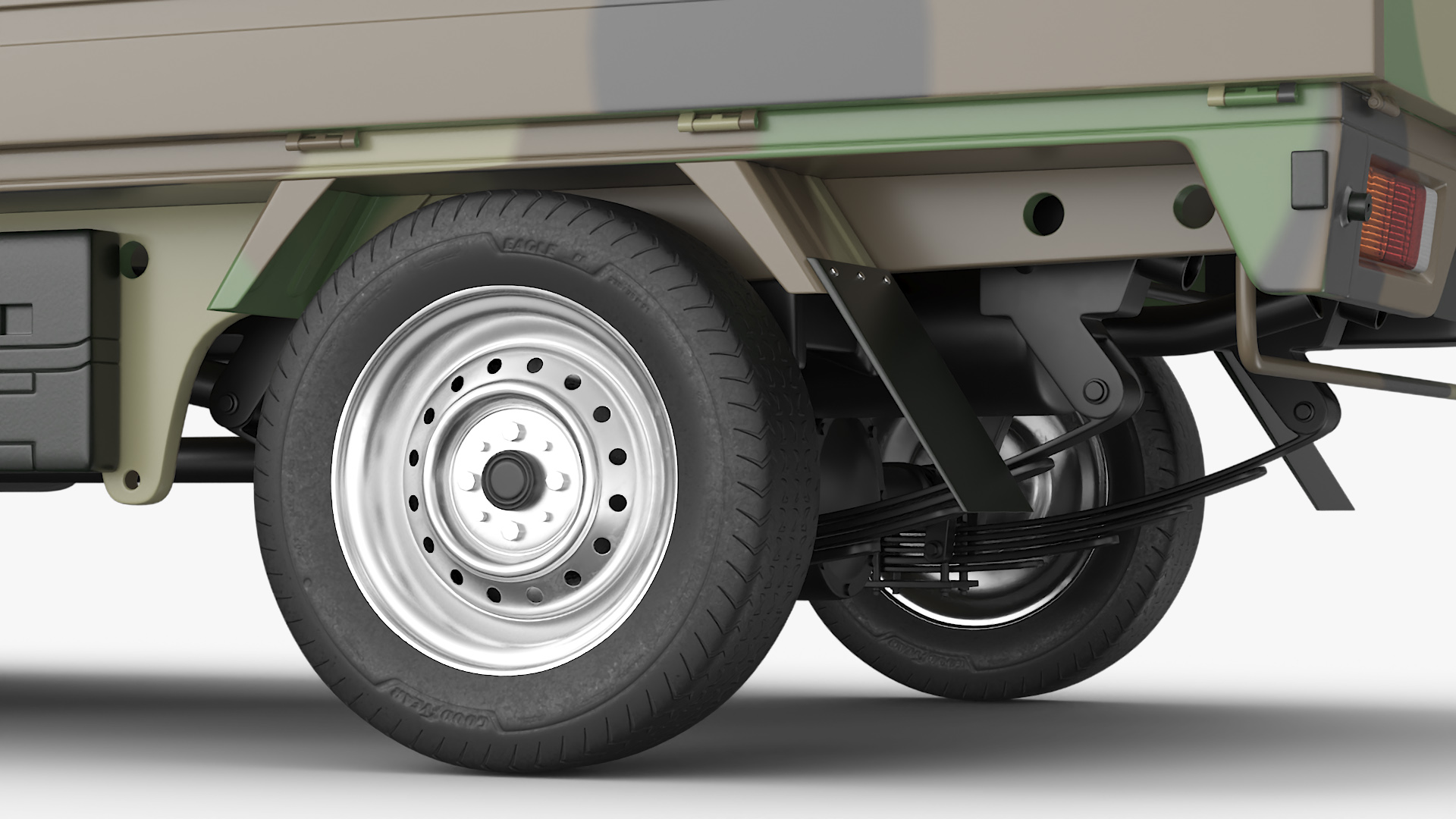 3D Flatbed Truck in Camouflage Coloring Loaded model