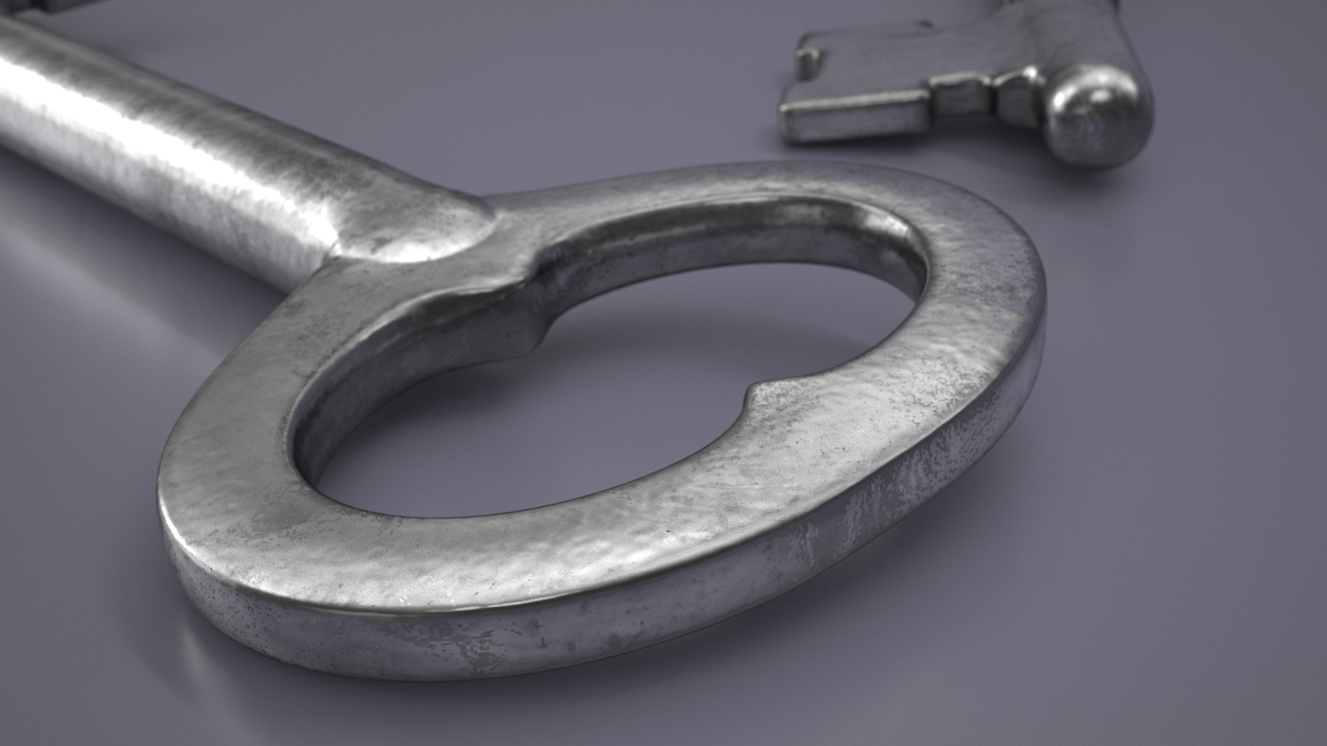 Vintage Skeleton Key Silver 3D