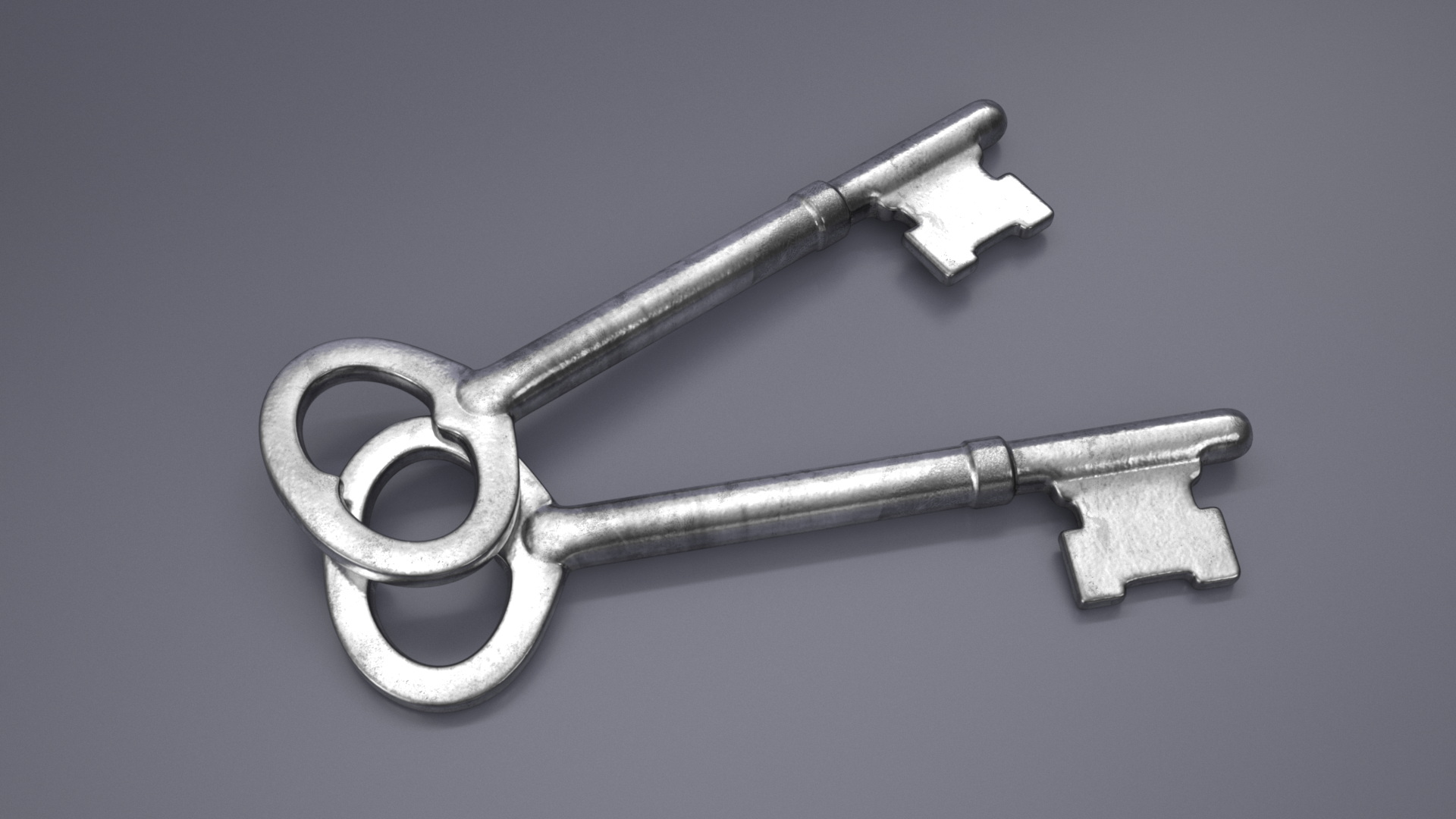 Vintage Skeleton Key Silver 3D