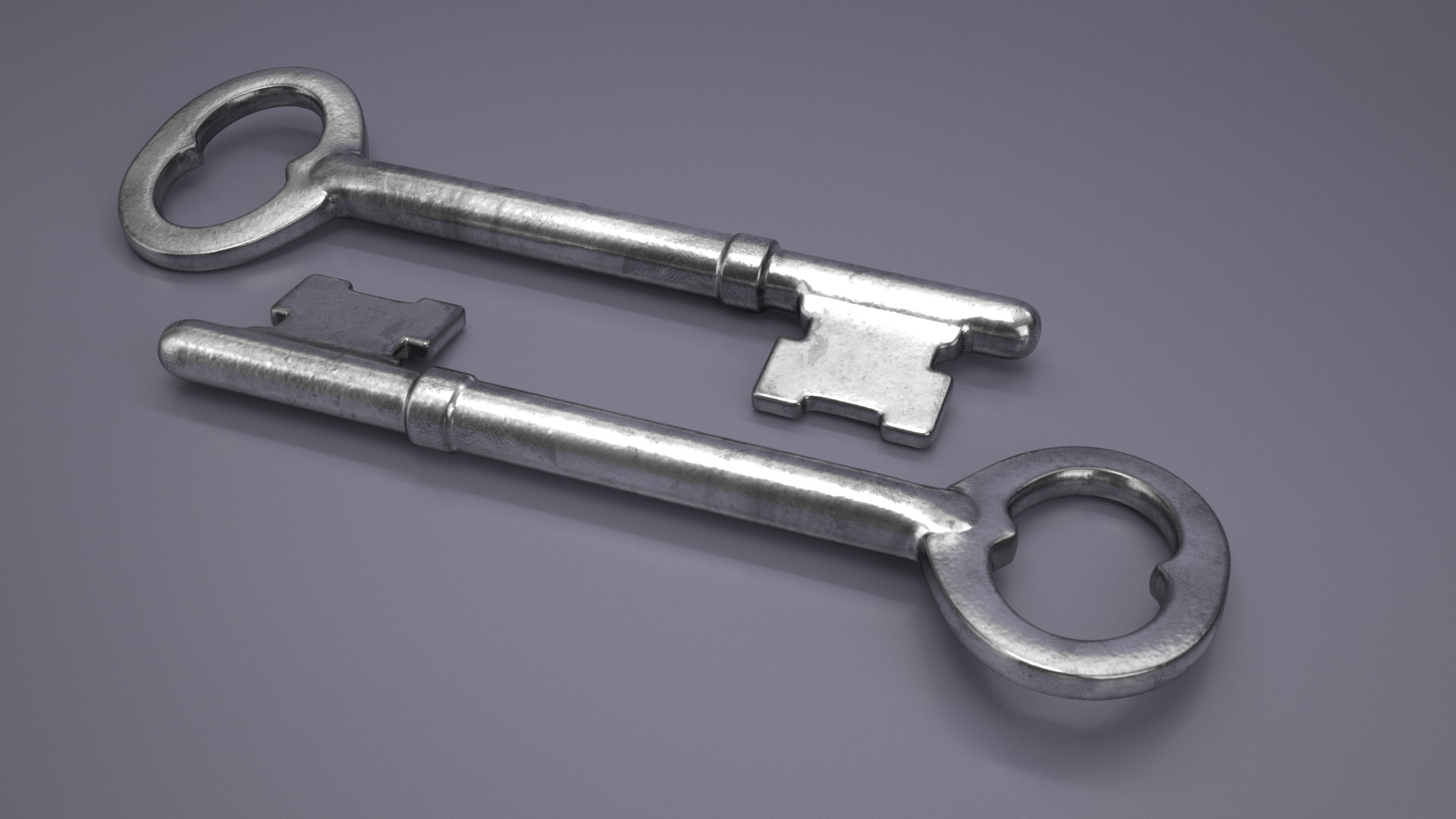 Vintage Skeleton Key Silver 3D