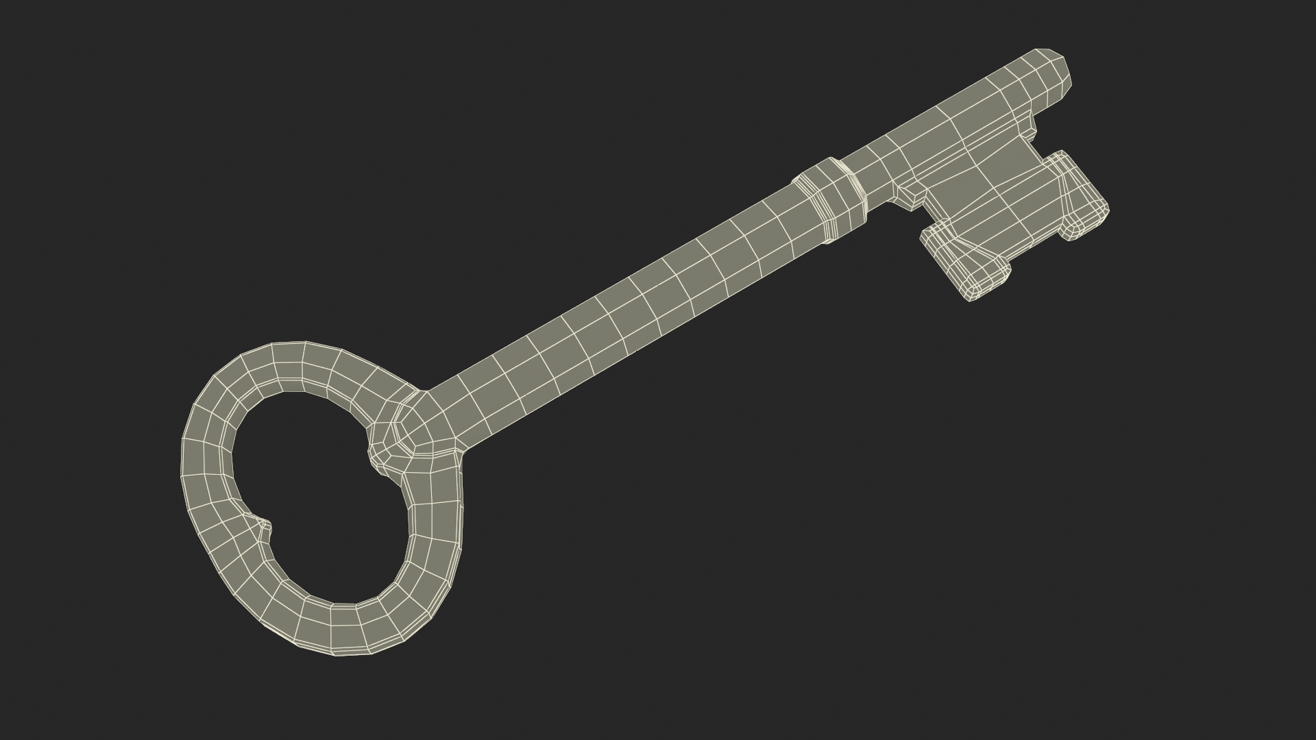 Vintage Skeleton Key Silver 3D