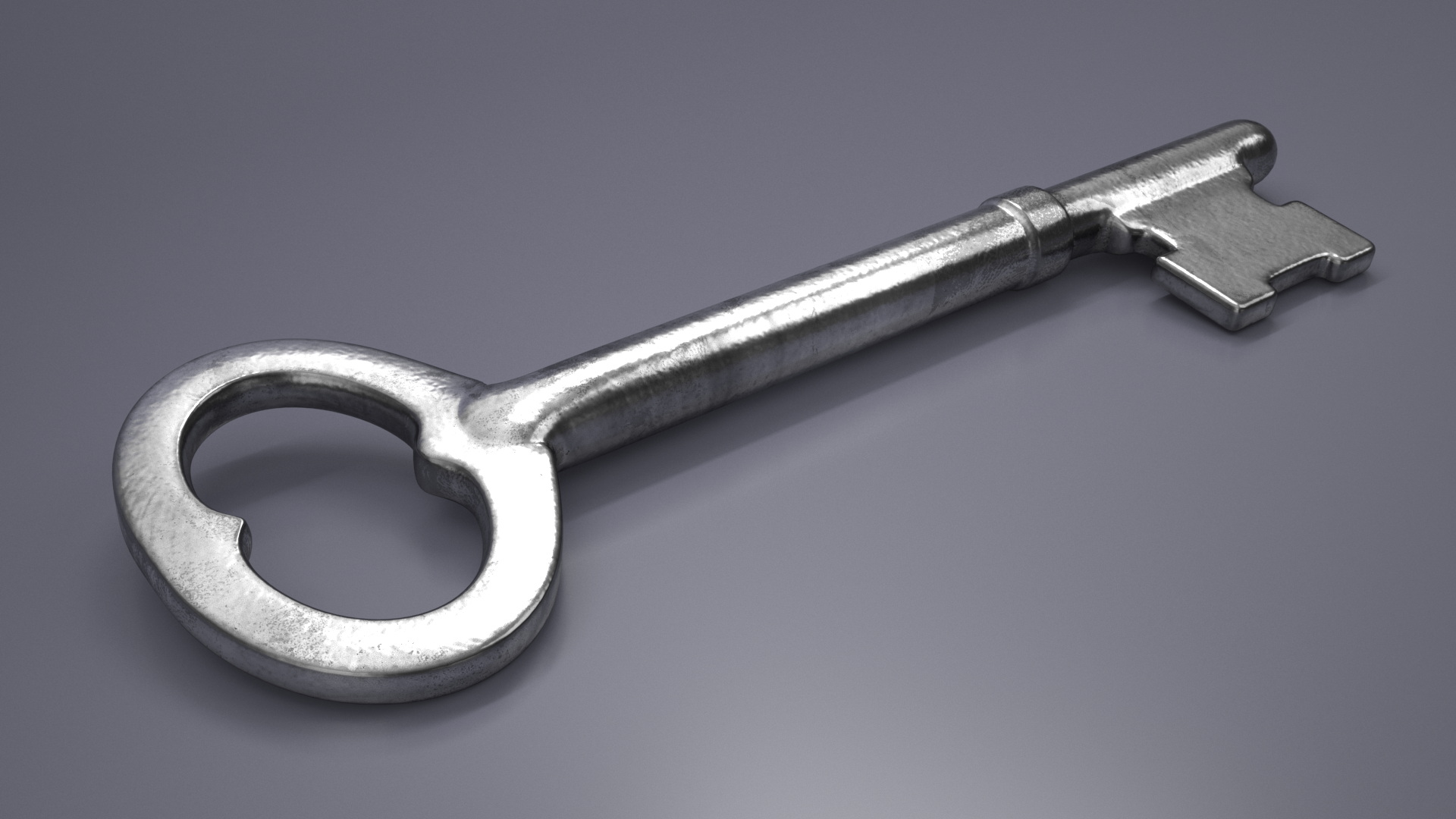 Vintage Skeleton Key Silver 3D