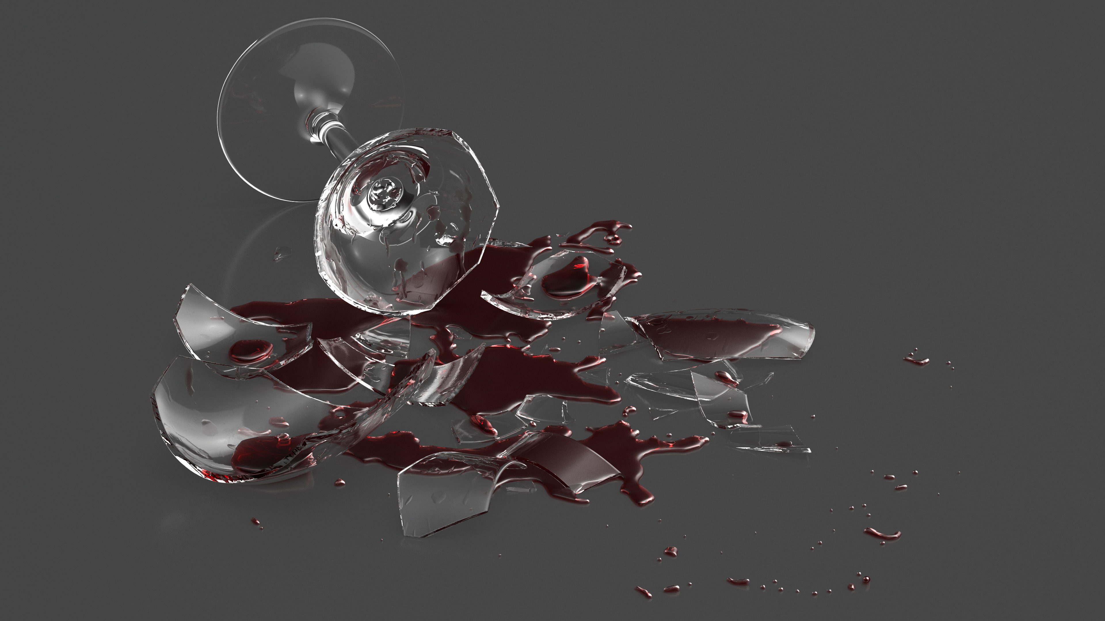 3D model Dropped Glass of Red Wine