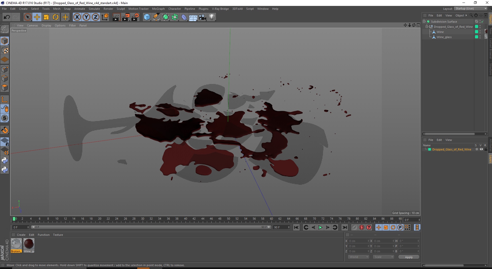 3D model Dropped Glass of Red Wine