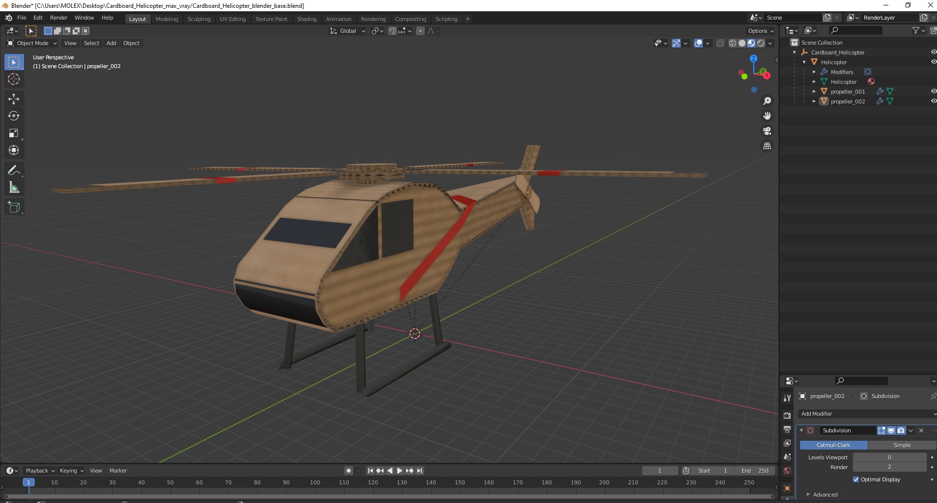 3D model Cardboard Helicopter