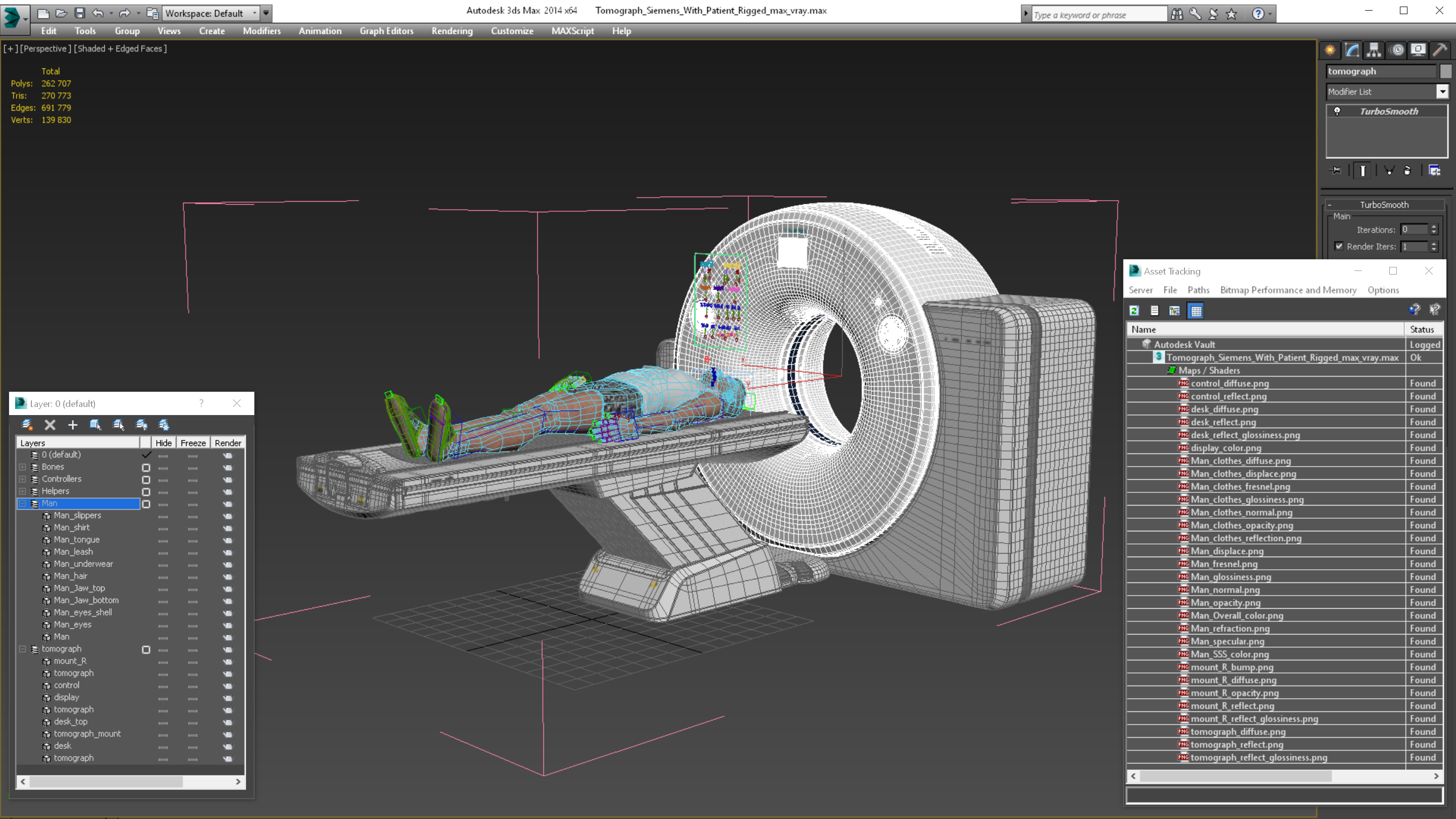 Tomograph Siemens with Patient Rigged 3D
