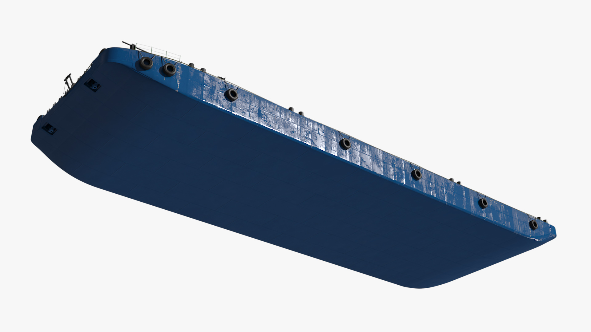 3D Industrial Flat Deck Barge Blue
