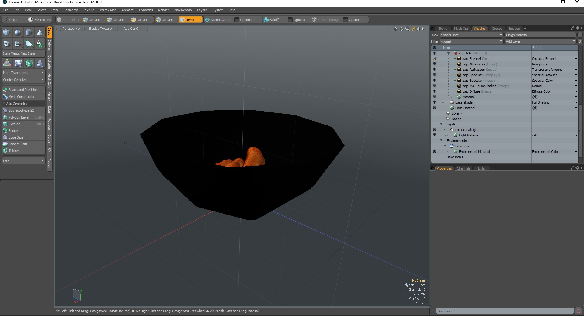 3D model Cleaned Boiled Mussels in Bowl