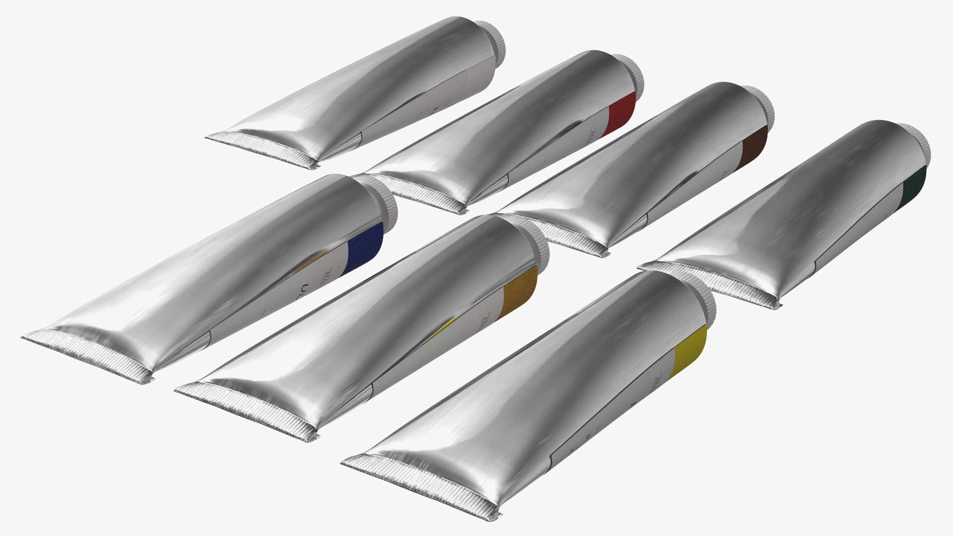 3D Oil Paint Tubes 7 Colors Set model