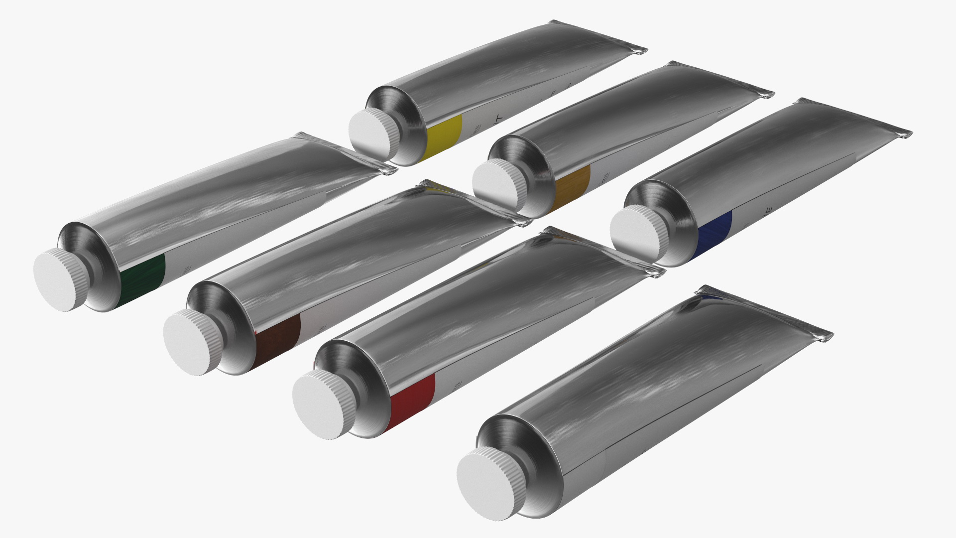 3D Oil Paint Tubes 7 Colors Set model