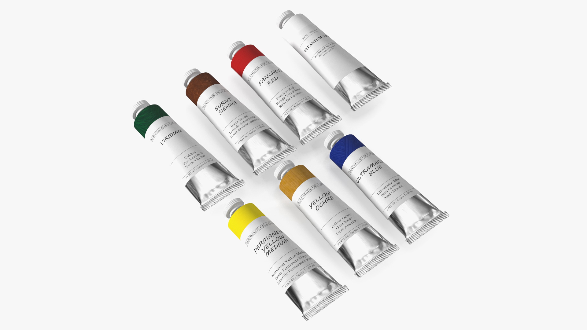 3D Oil Paint Tubes 7 Colors Set model