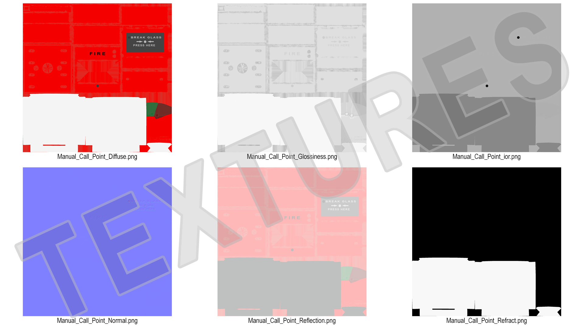 3D Manual Call Point Fire Alarm model