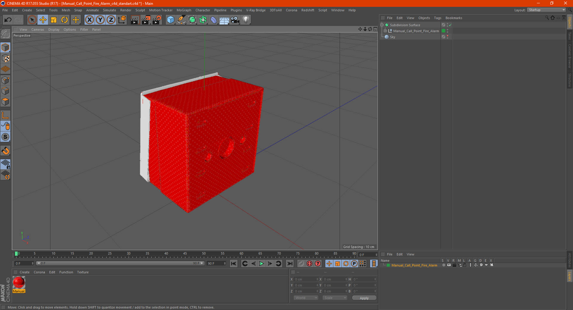 3D Manual Call Point Fire Alarm model