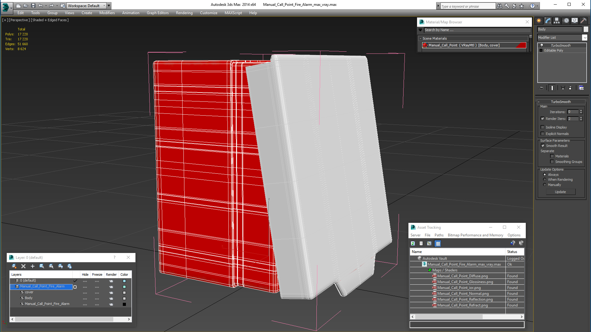 3D Manual Call Point Fire Alarm model