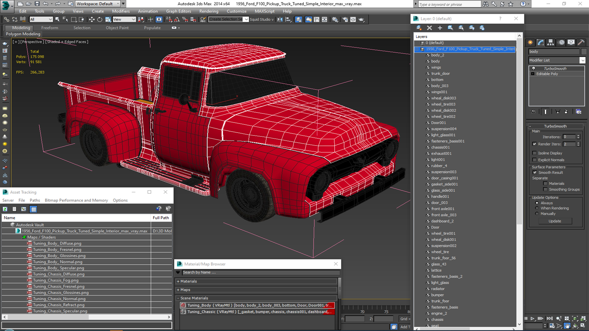 1956 Ford F100 Pickup Truck Tuned Simple Interior 3D model