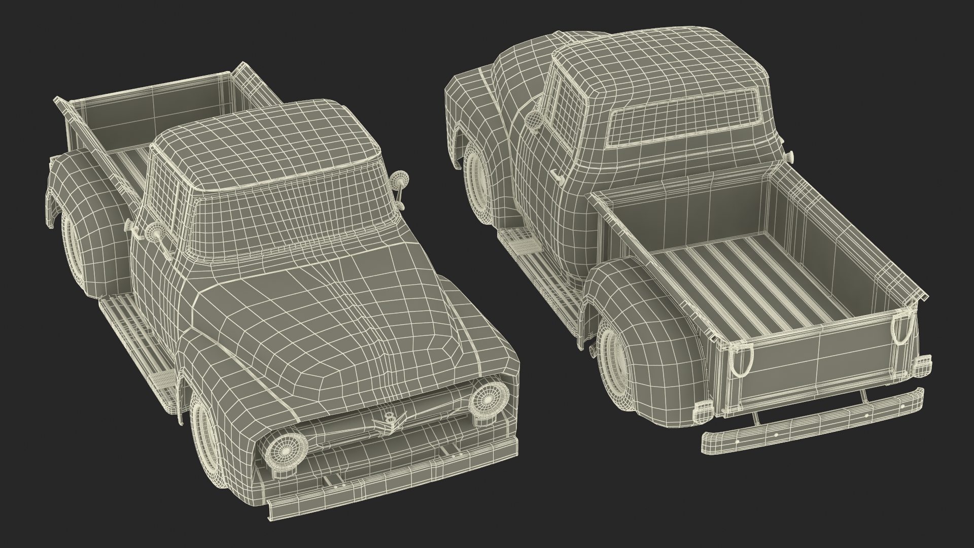 1956 Ford F100 Pickup Truck Tuned Simple Interior 3D model