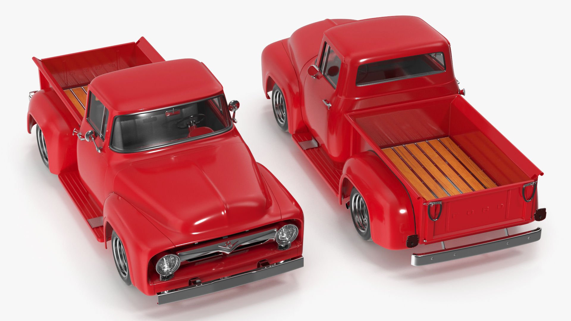 1956 Ford F100 Pickup Truck Tuned Simple Interior 3D model