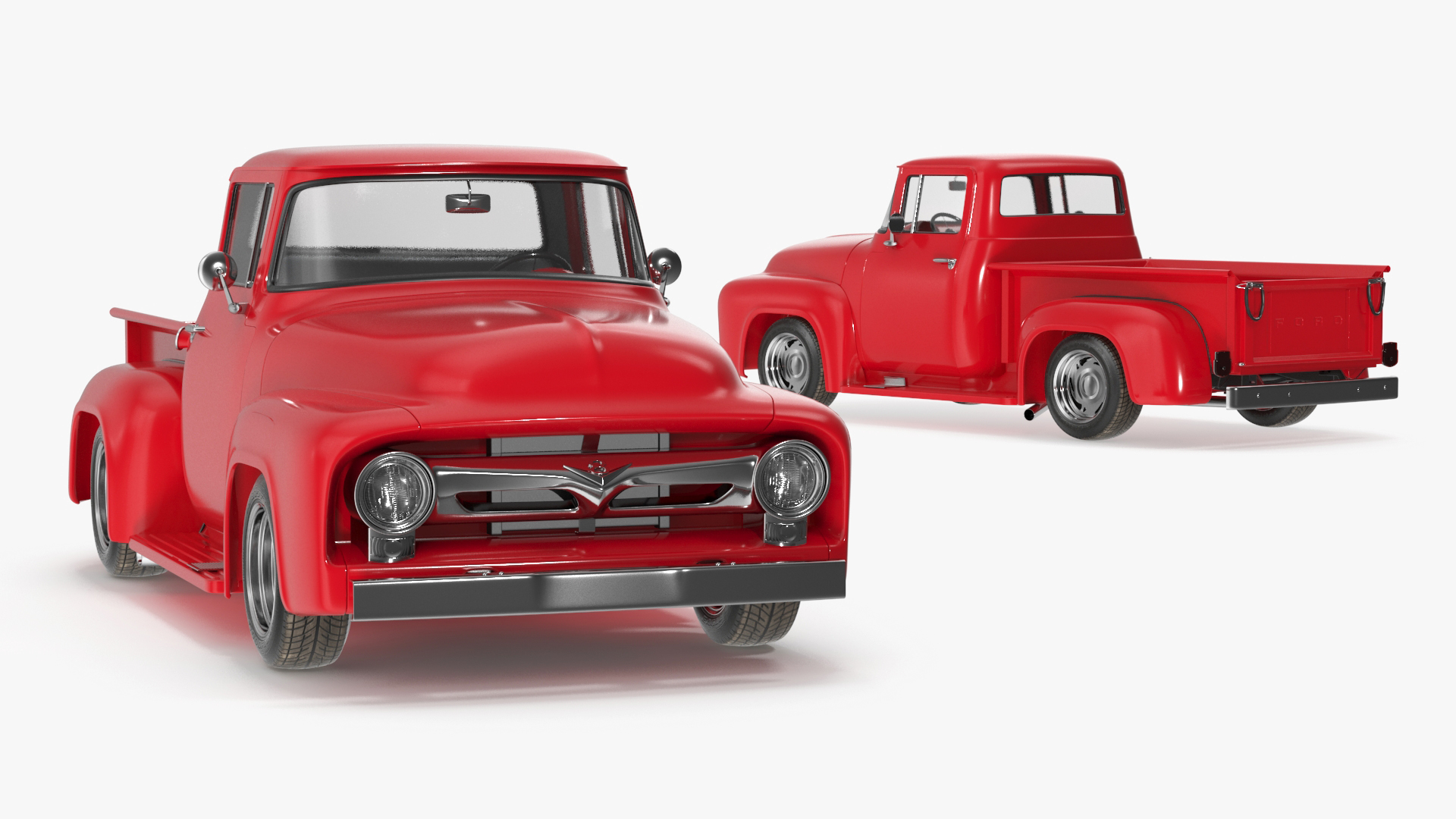 1956 Ford F100 Pickup Truck Tuned Simple Interior 3D model