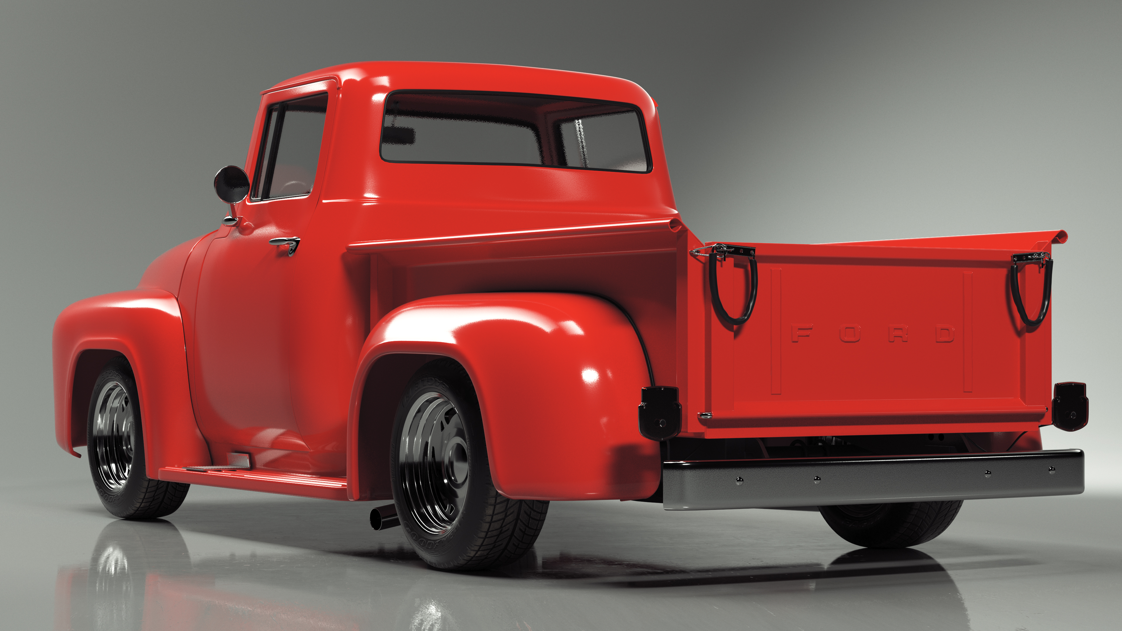 1956 Ford F100 Pickup Truck Tuned Simple Interior 3D model