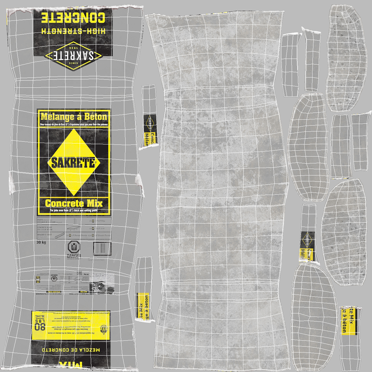 Open Package of Cement Sakrete 80 Lb White 3D