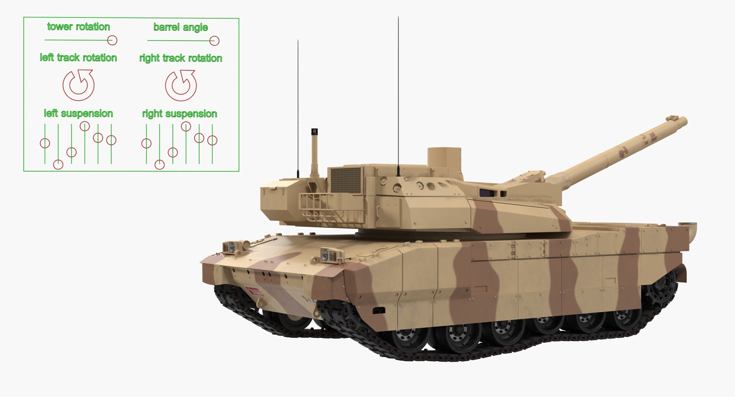 3D French Army Tank AMX 56 Leclerc Rigged model