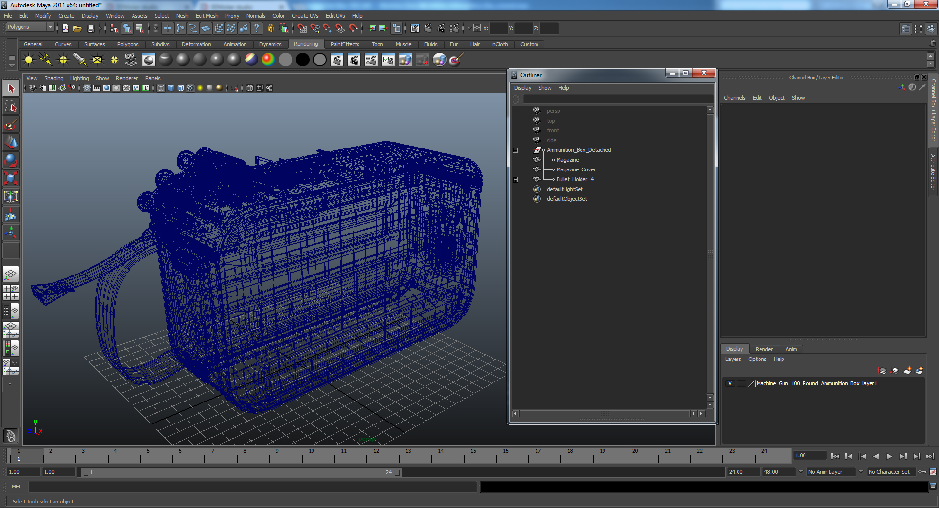 3D Machine Gun 100 Round Ammunition Box