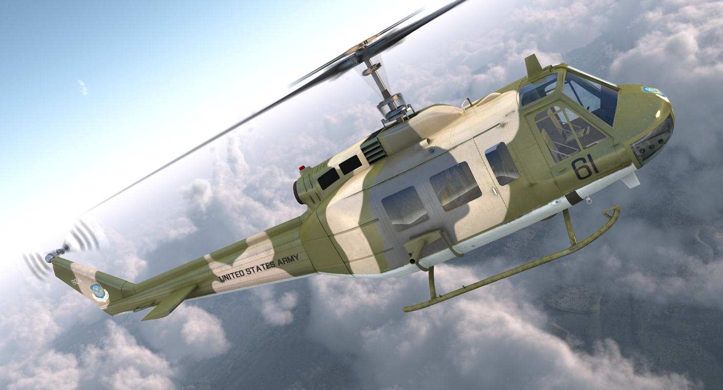 3D Bell UH 1 Iroquois Camo model