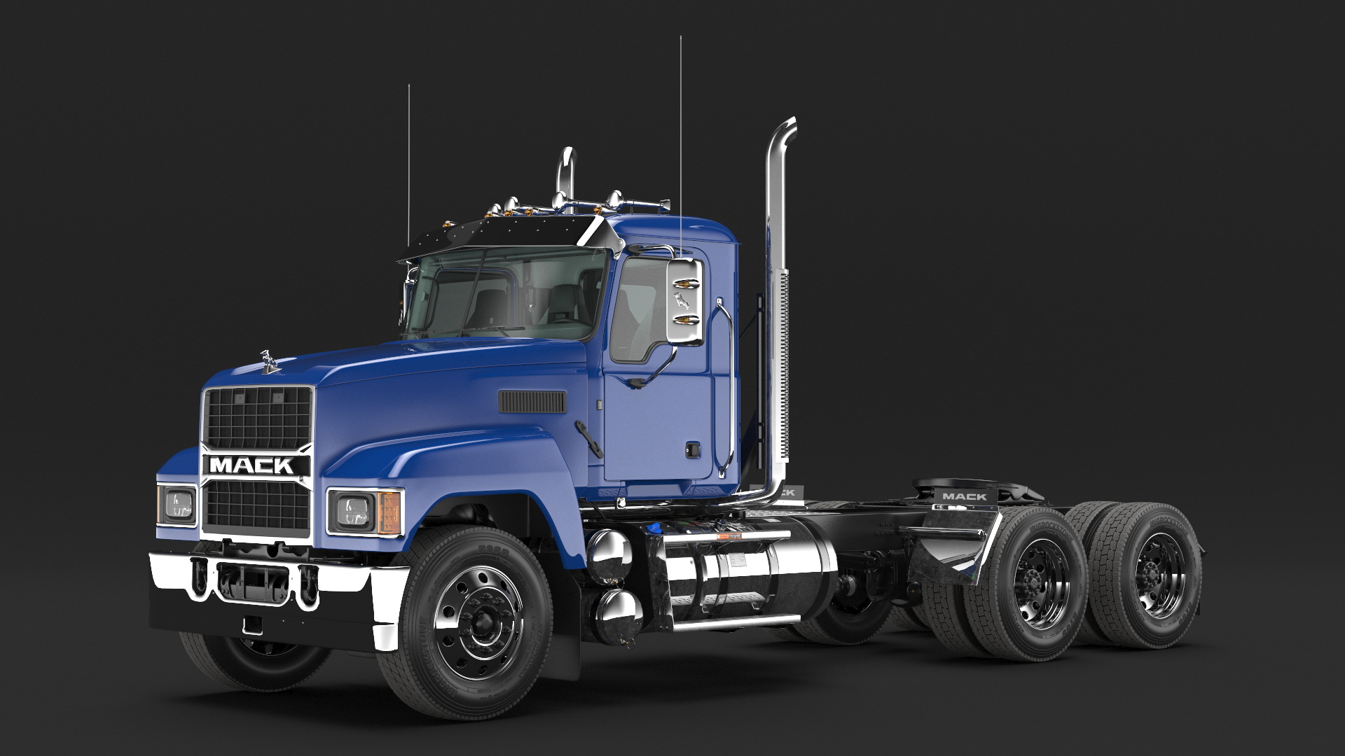 Mack Medium Duty Truck Blue Rigged 3D model