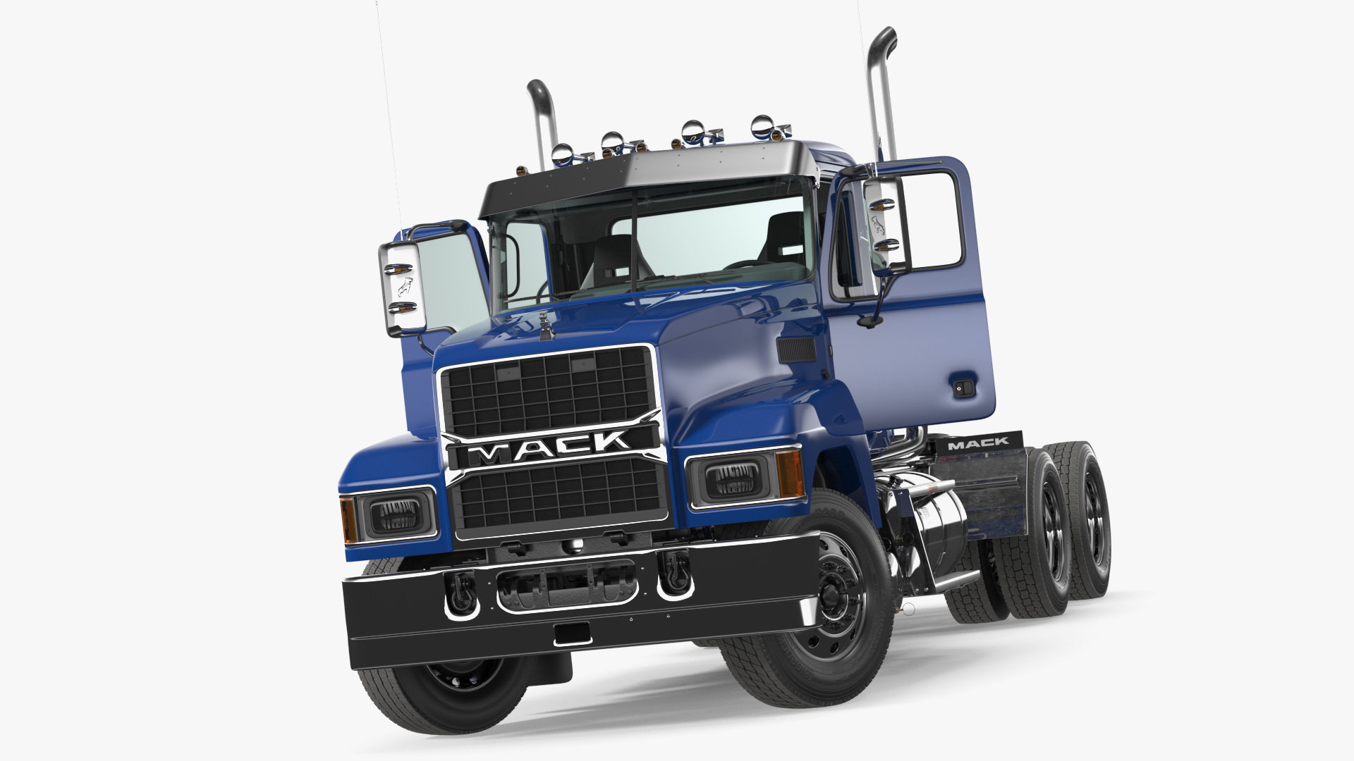 Mack Medium Duty Truck Blue Rigged 3D model