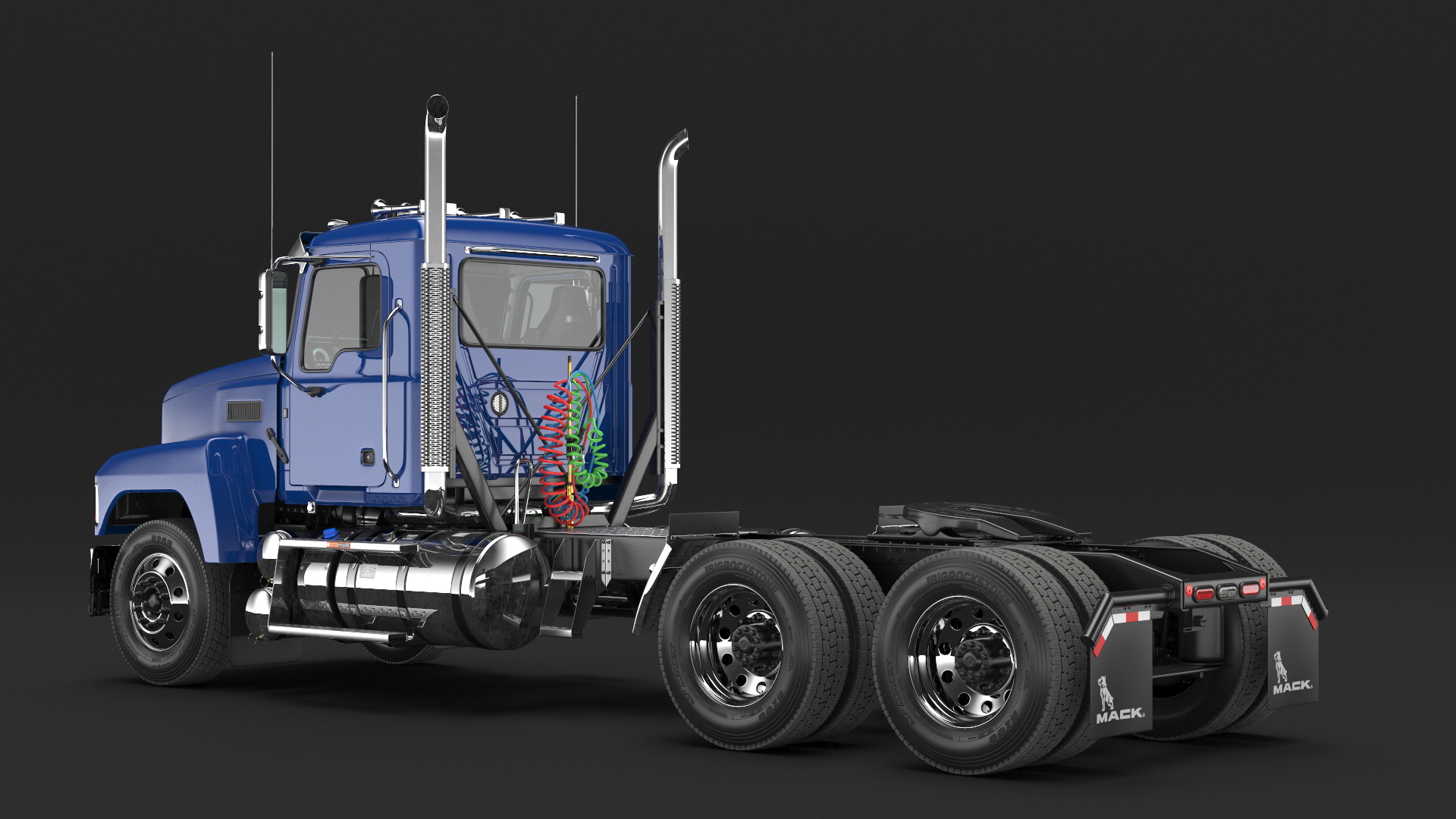 Mack Medium Duty Truck Blue Rigged 3D model