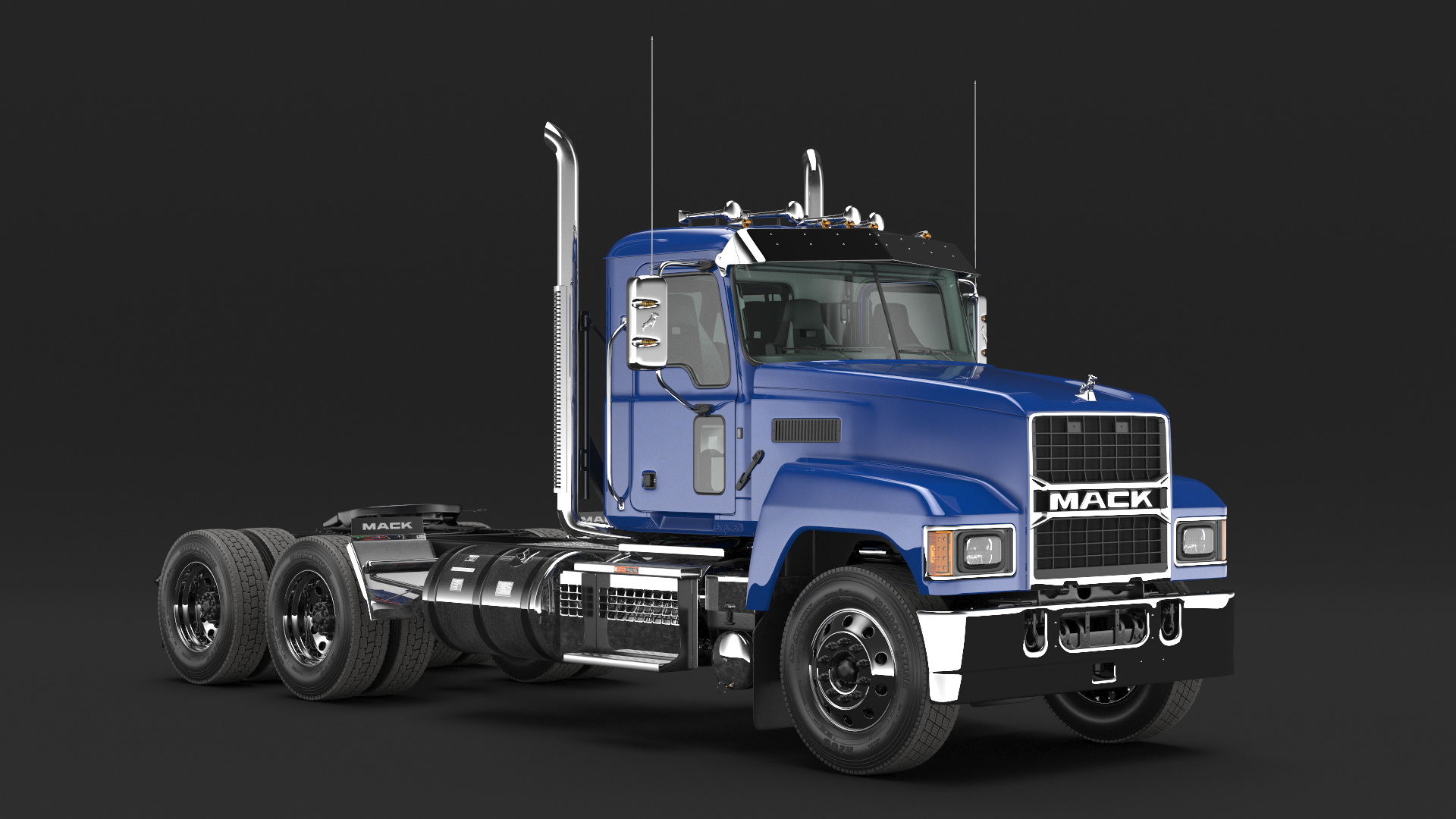 Mack Medium Duty Truck Blue Rigged 3D model