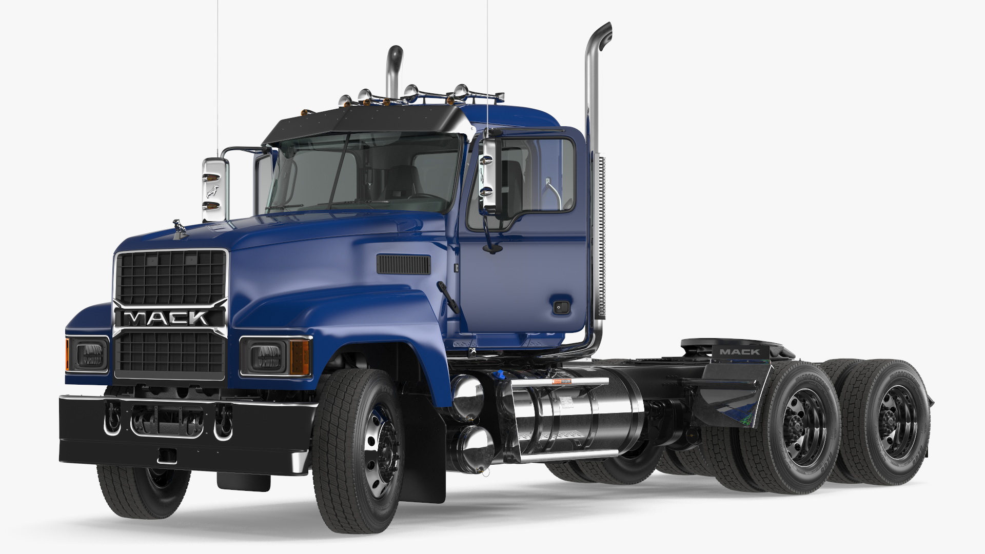 Mack Medium Duty Truck Blue Rigged 3D model