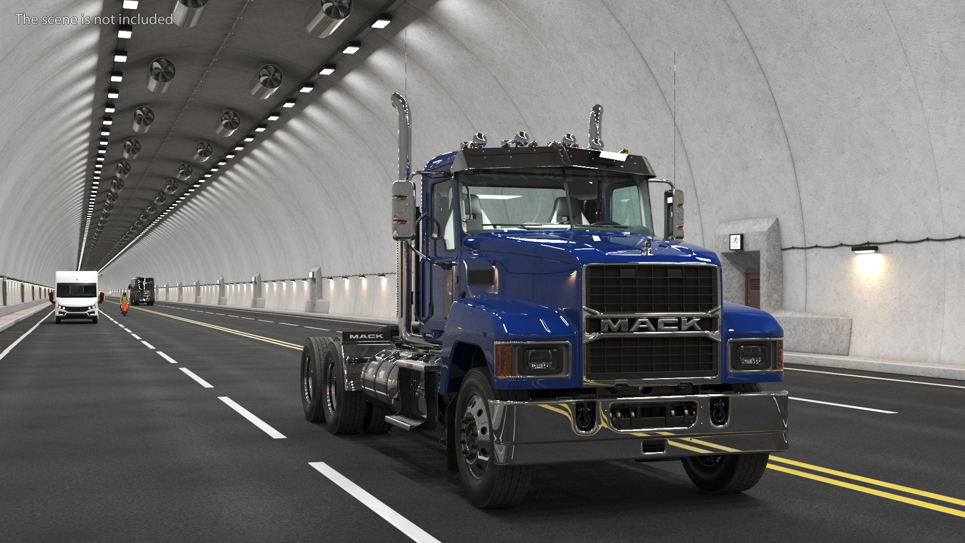 Mack Medium Duty Truck Blue Rigged 3D model