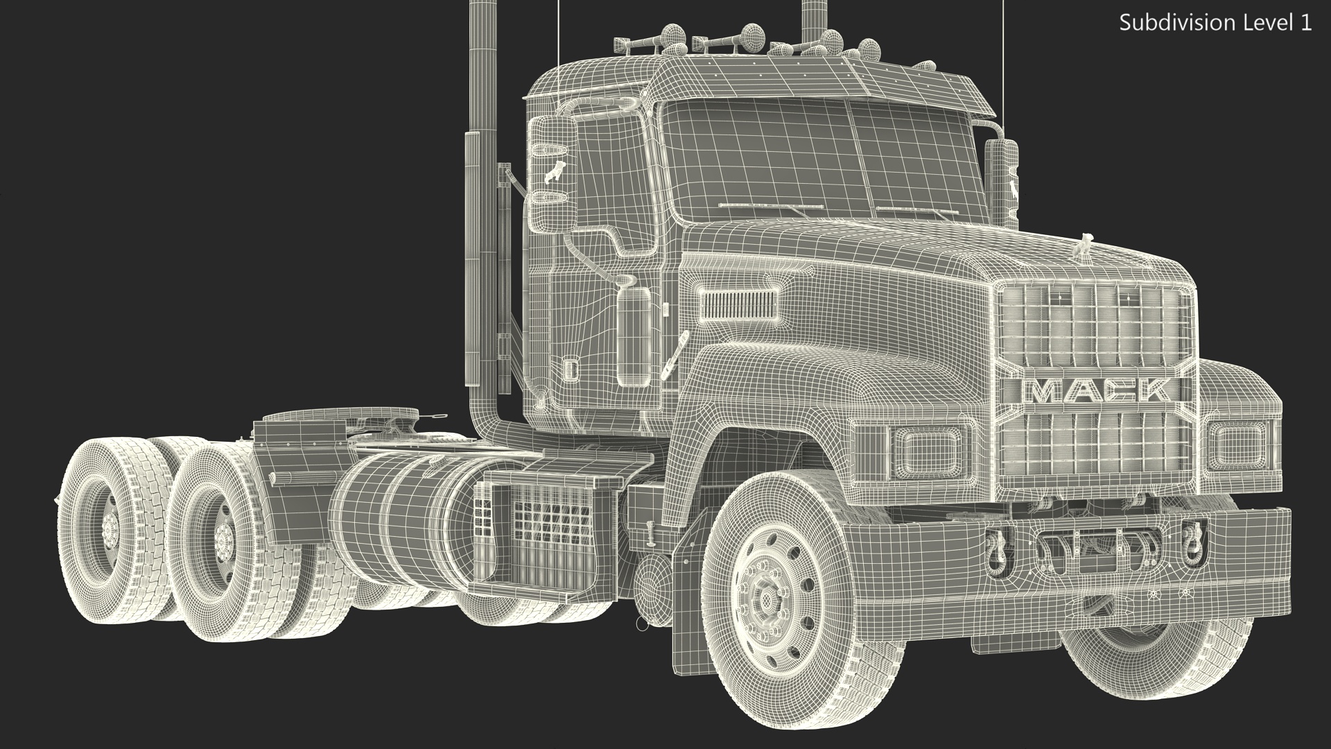 Mack Medium Duty Truck Blue Rigged 3D model