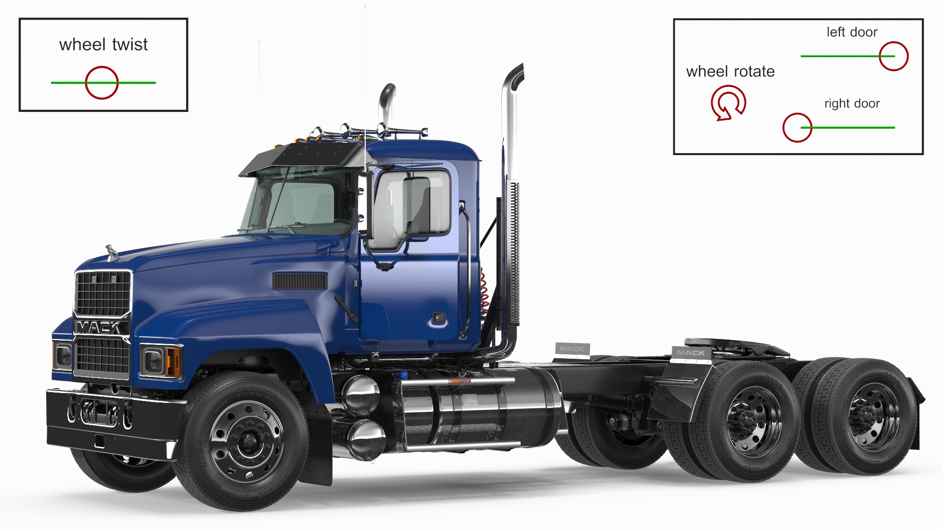 Mack Medium Duty Truck Blue Rigged 3D model