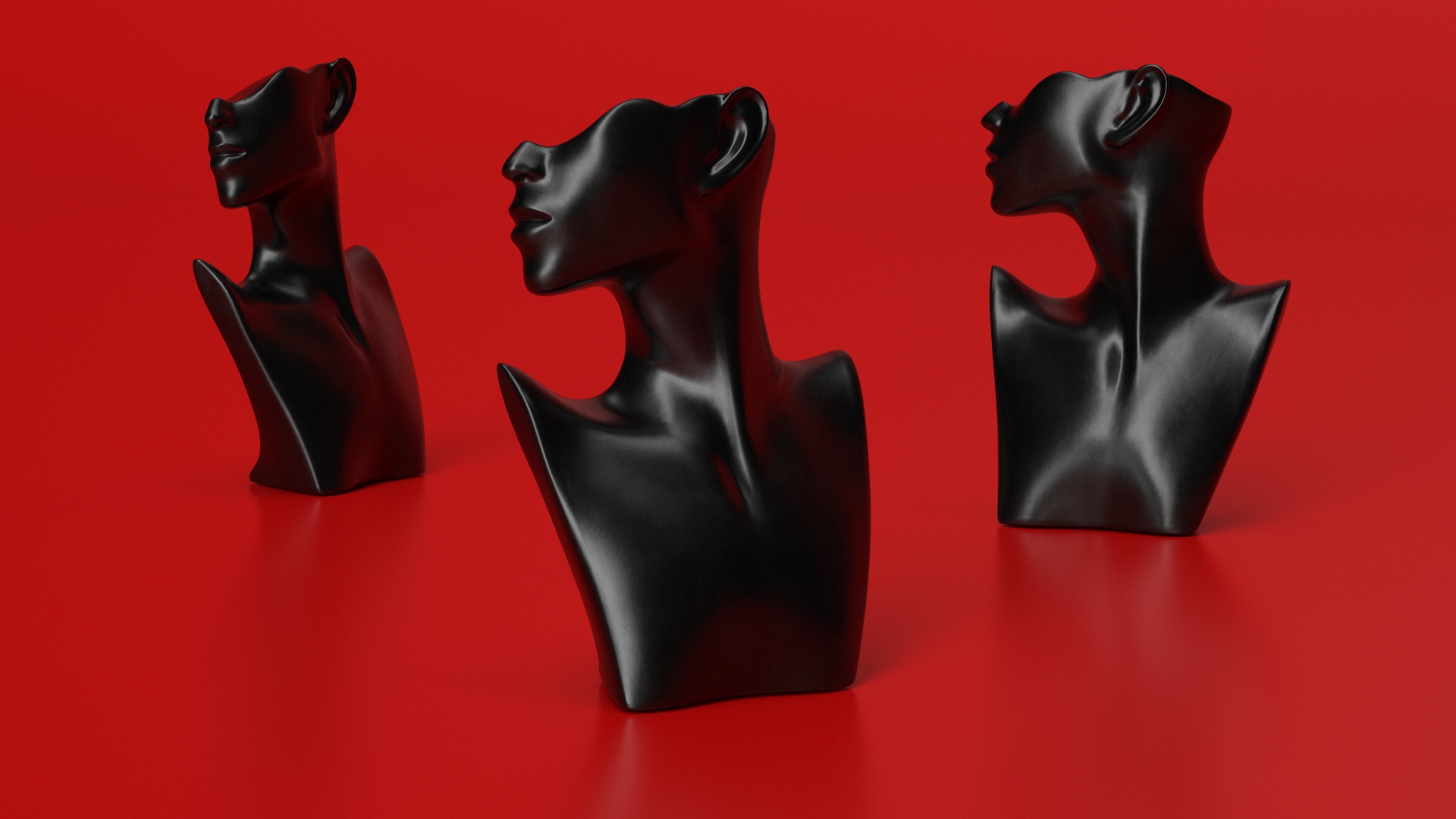3D Bust Form Jewelry Display Black
