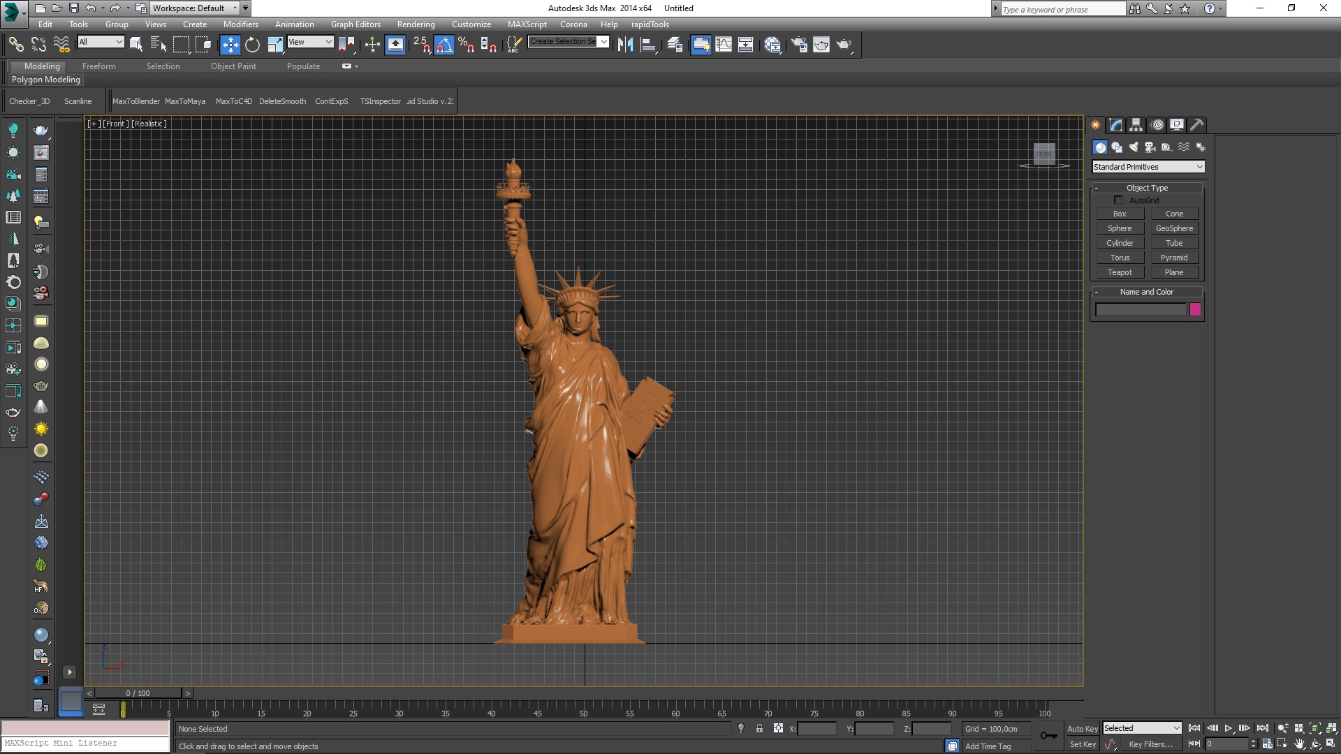 Statue of Liberty without Pedestal for 3D Print 3D