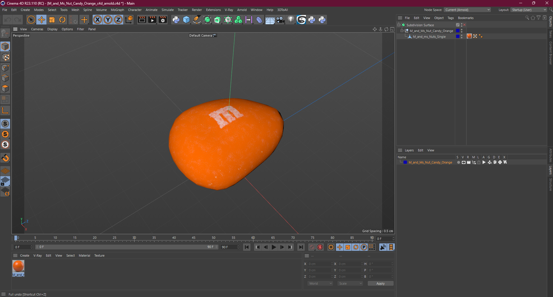 3D model M and Ms Nut Candy Orange