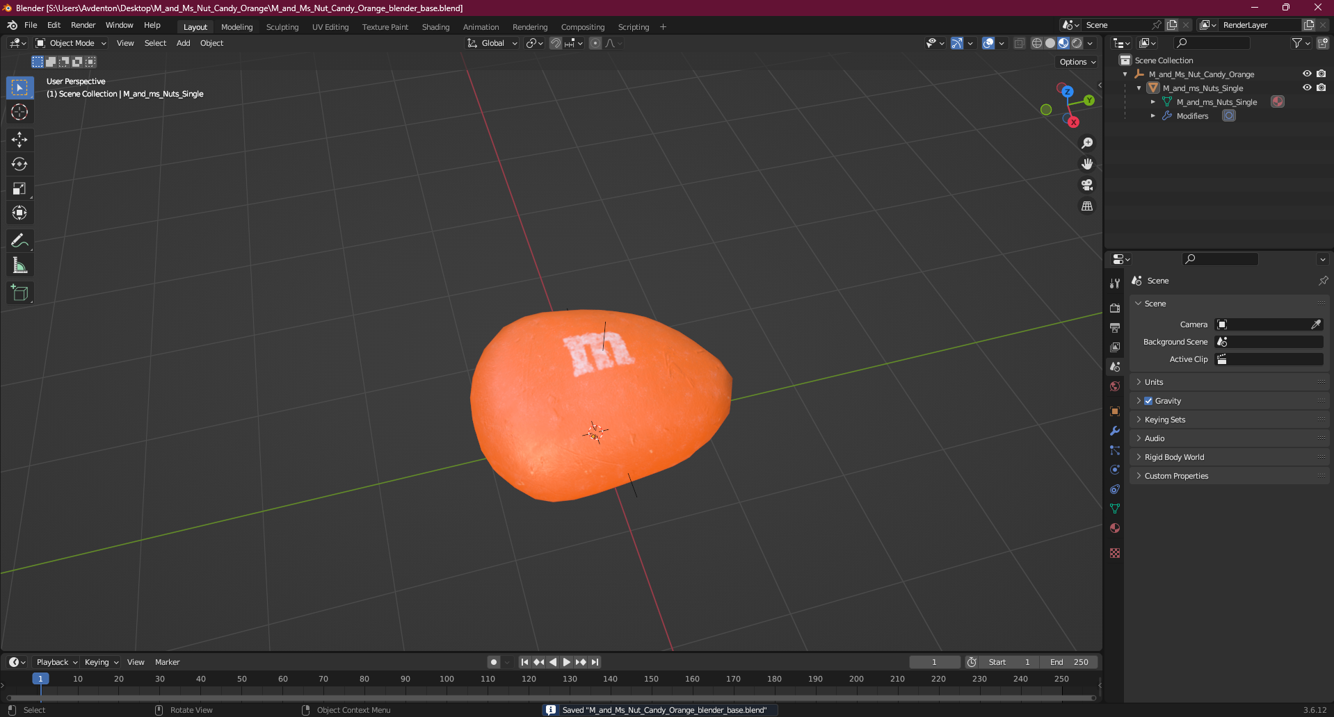 3D model M and Ms Nut Candy Orange