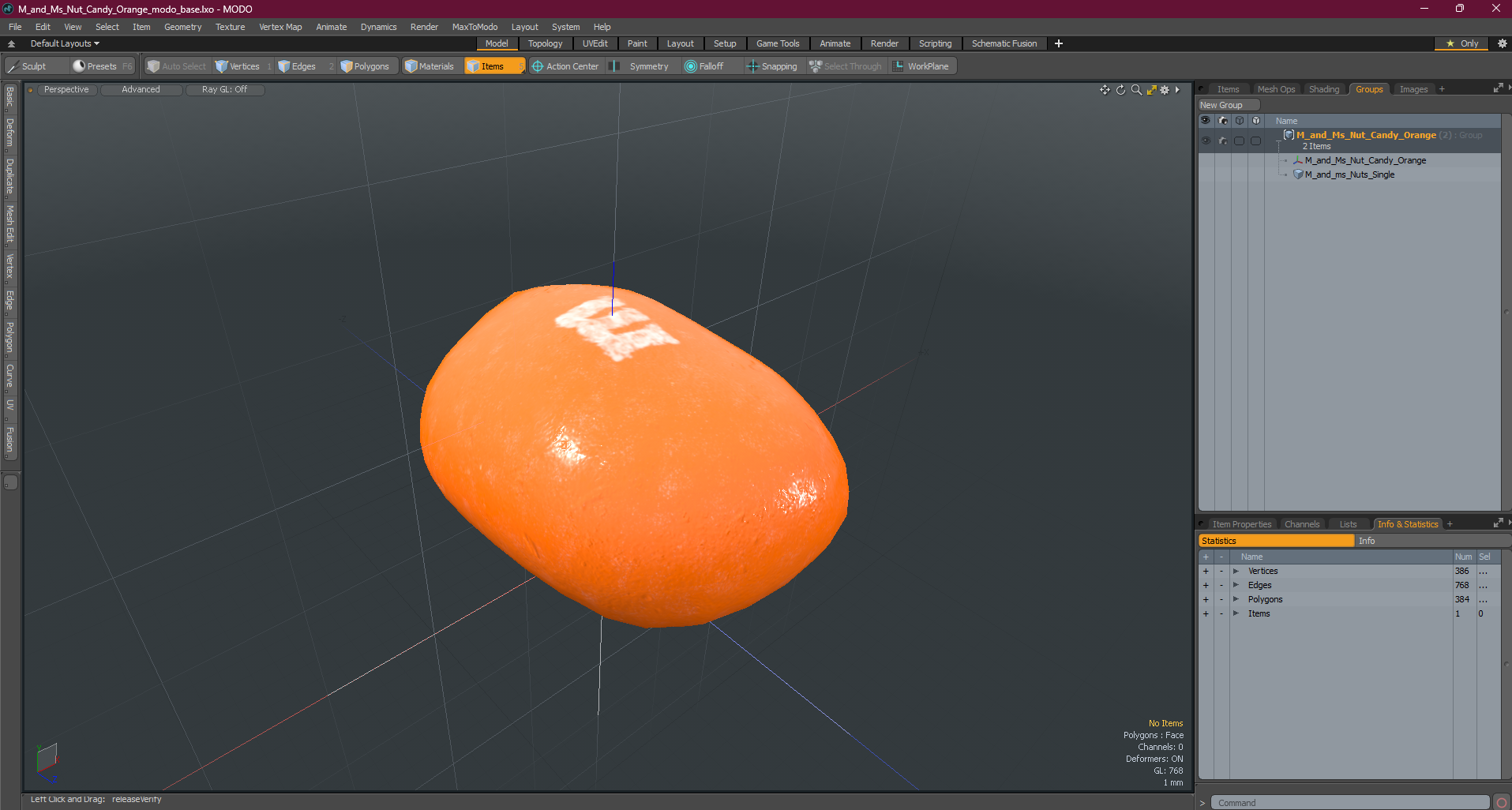 3D model M and Ms Nut Candy Orange