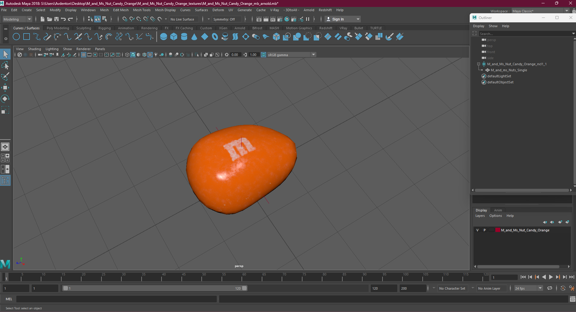3D model M and Ms Nut Candy Orange