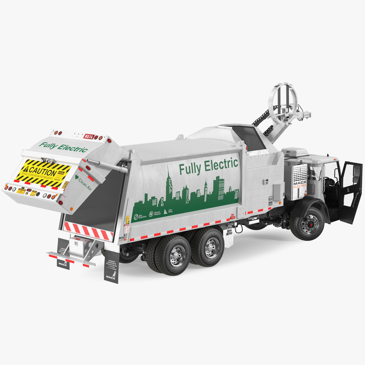 3D New Mack LR Electric Truck White Rigged for Maya model
