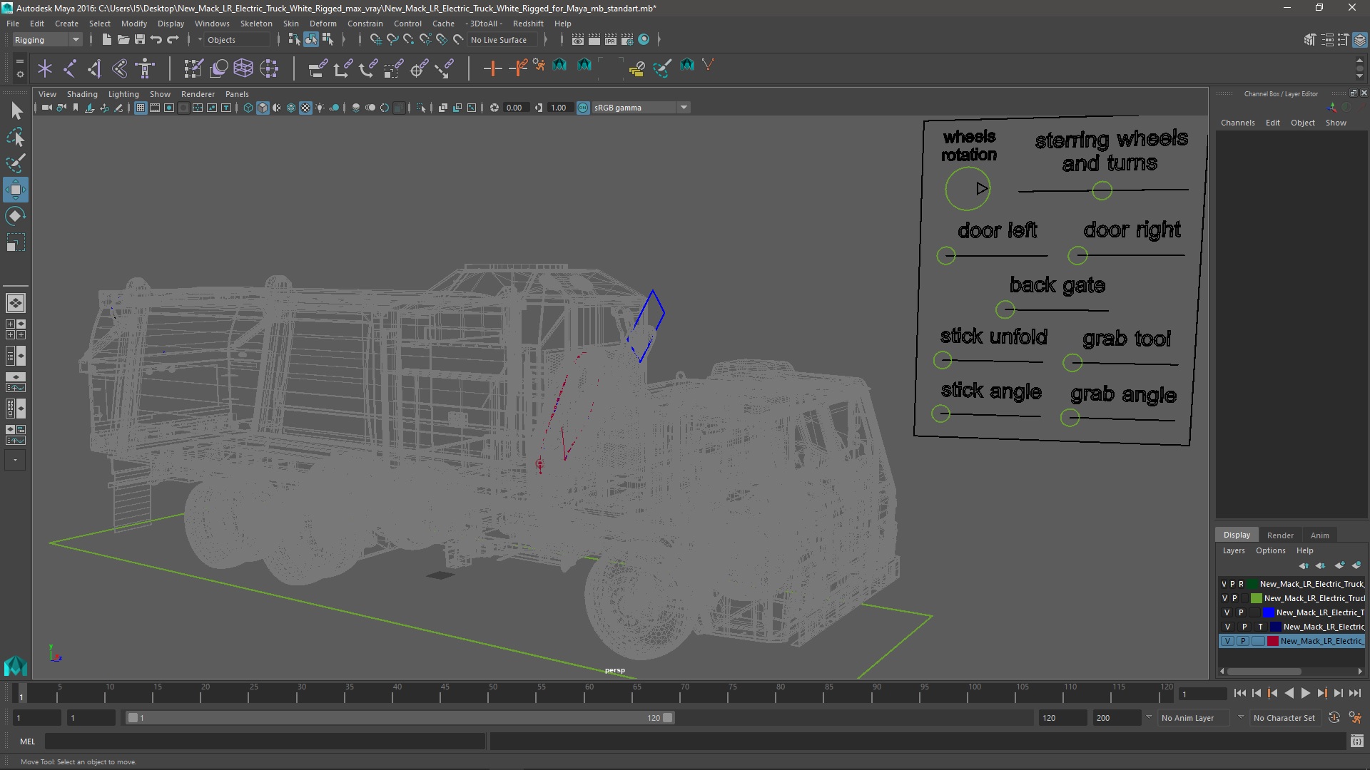3D New Mack LR Electric Truck White Rigged for Maya model