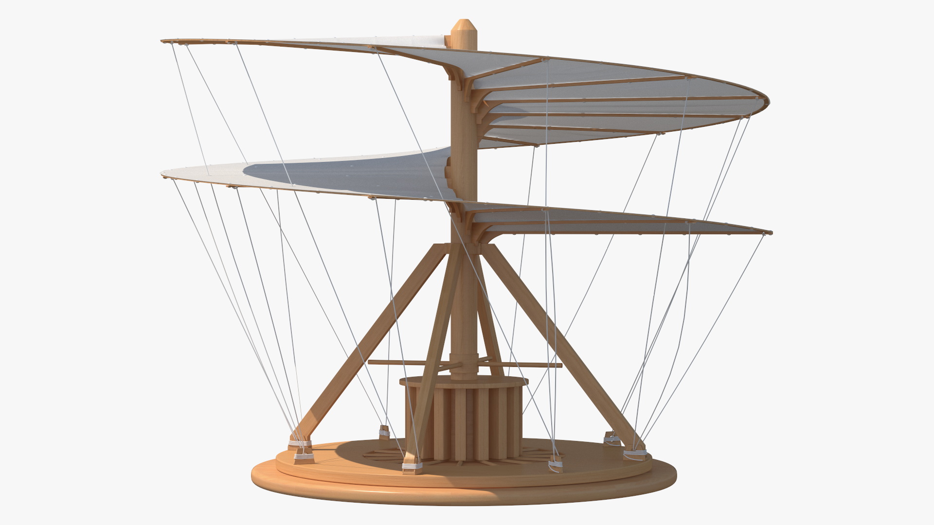 3D model Leonardo Da Vinci Helicopter Wooden Concept Rigged
