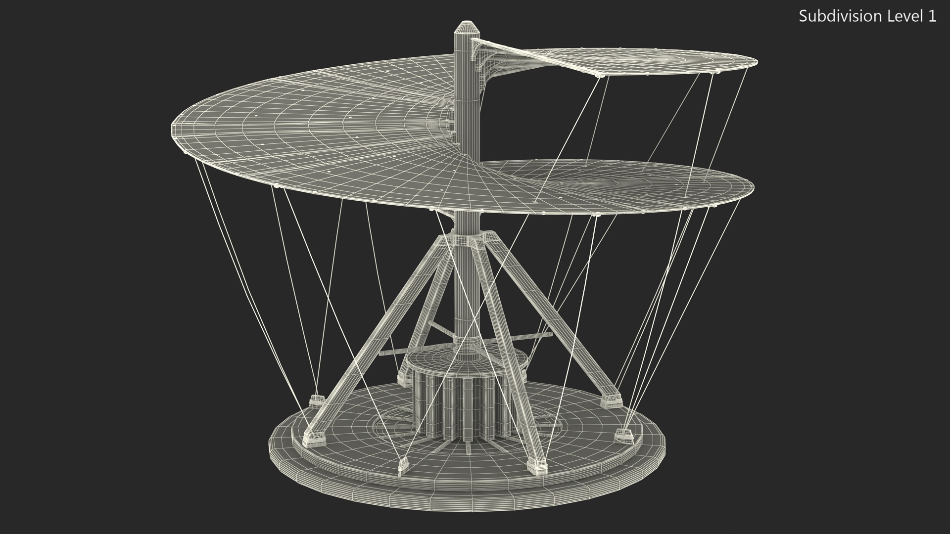 3D model Leonardo Da Vinci Helicopter Wooden Concept Rigged