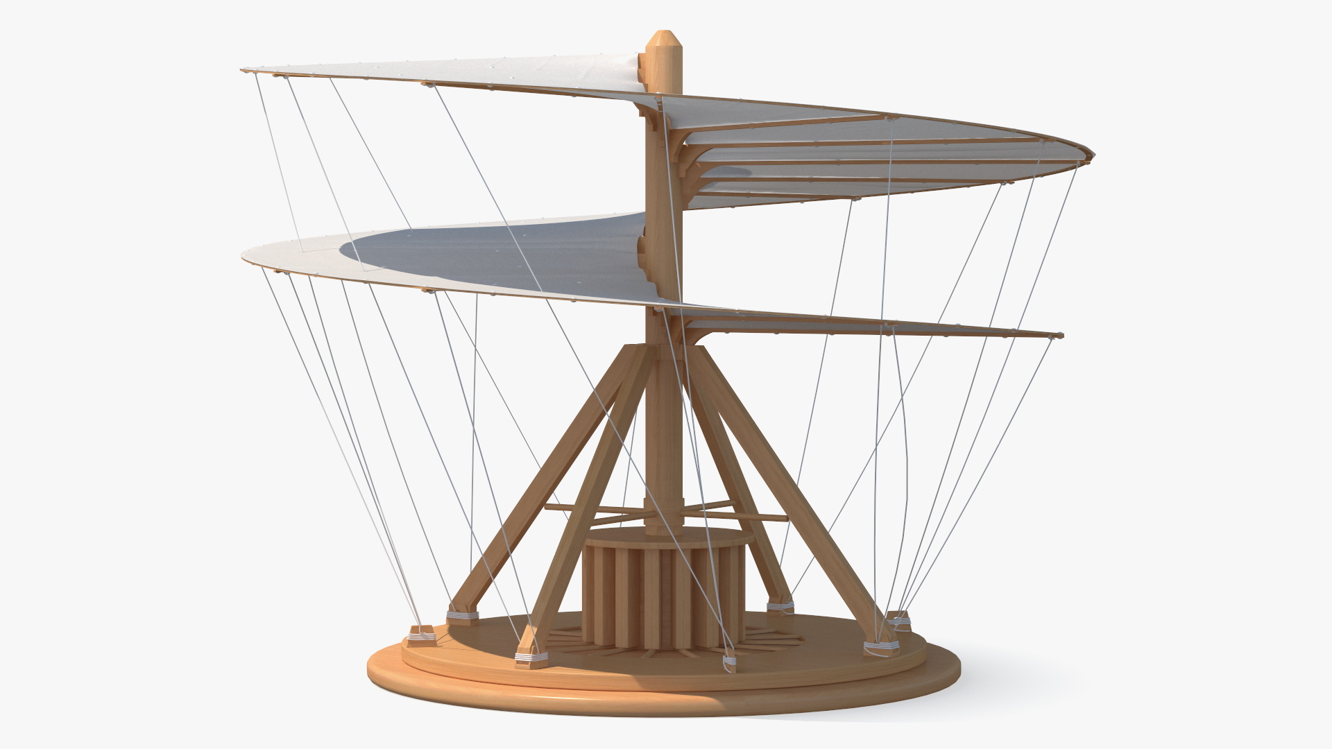 3D model Leonardo Da Vinci Helicopter Wooden Concept Rigged