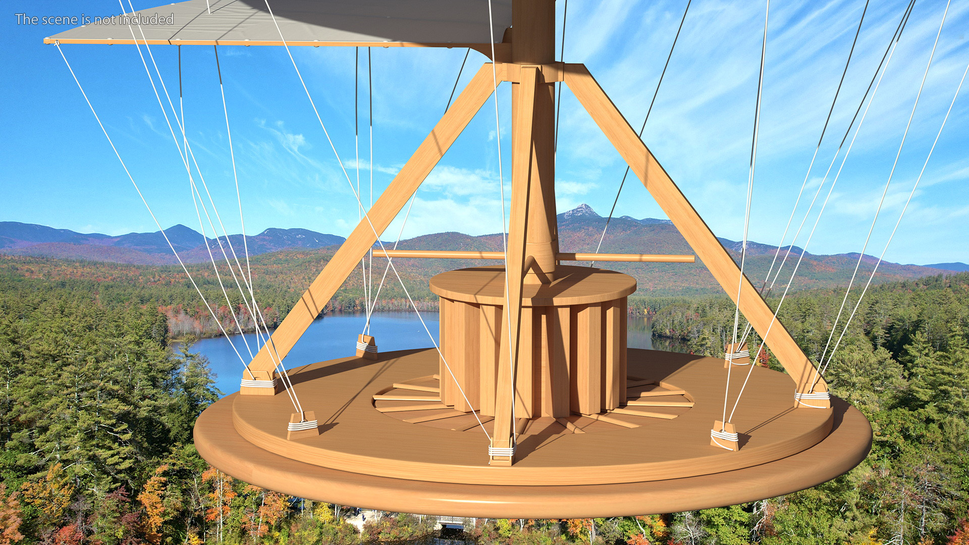 3D model Leonardo Da Vinci Helicopter Wooden Concept Rigged