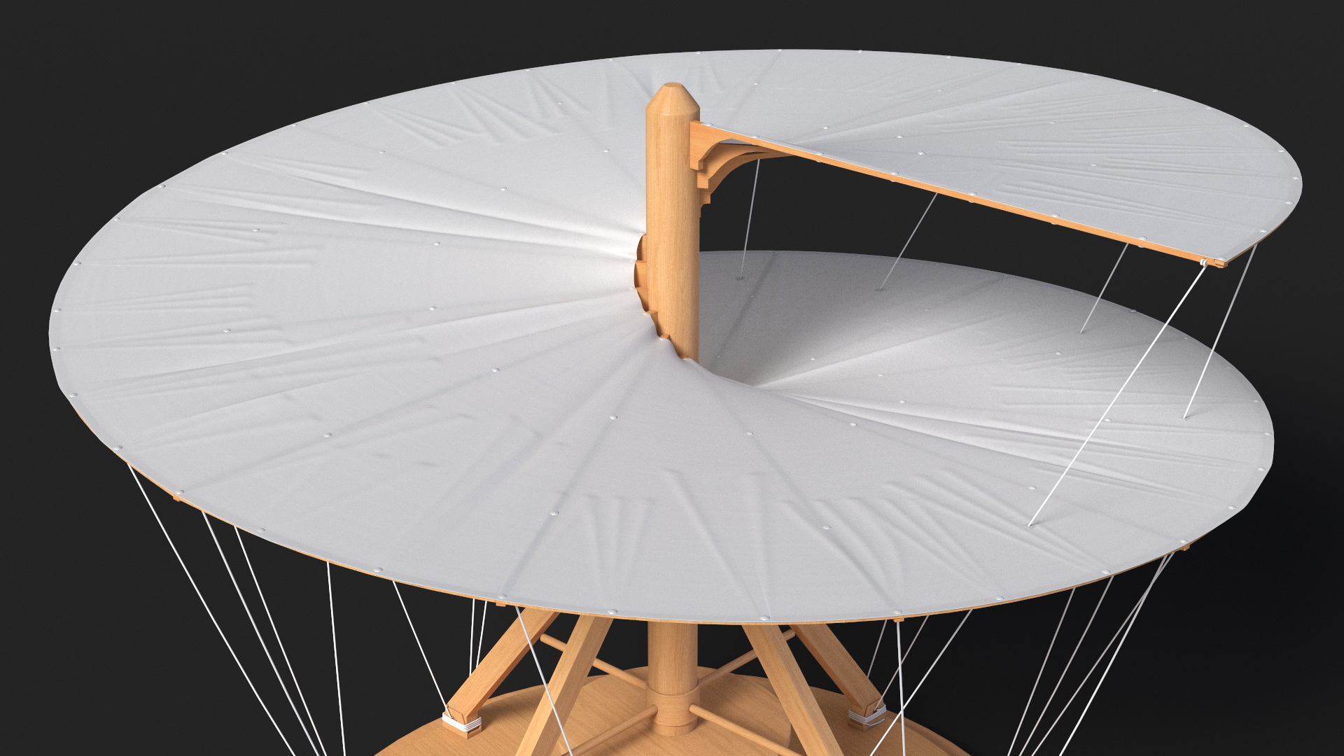 3D model Leonardo Da Vinci Helicopter Wooden Concept Rigged